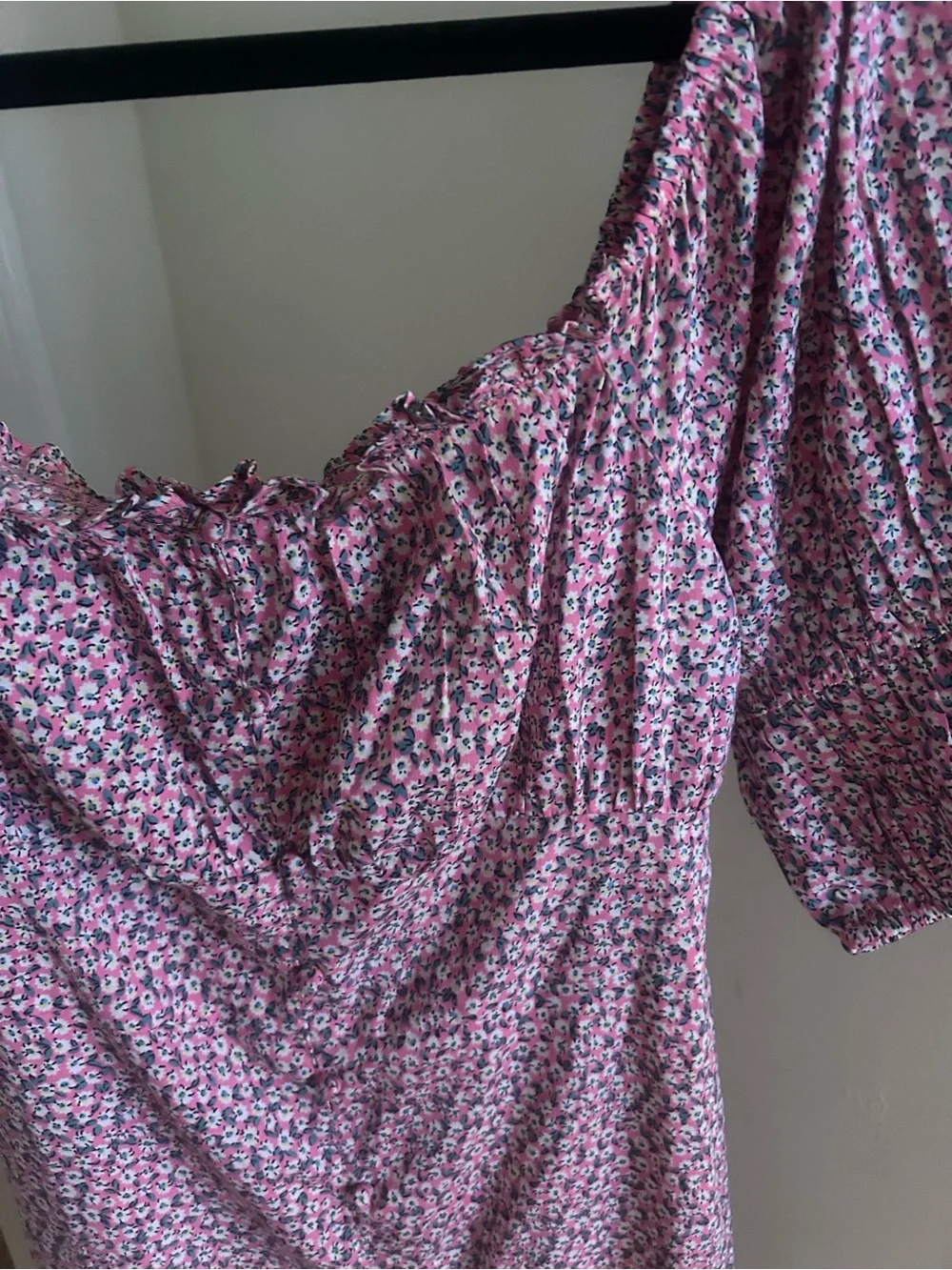 Influence Pink Floral Cottagecore Puff Sleeve Midi Dress - Picture 4 of 7